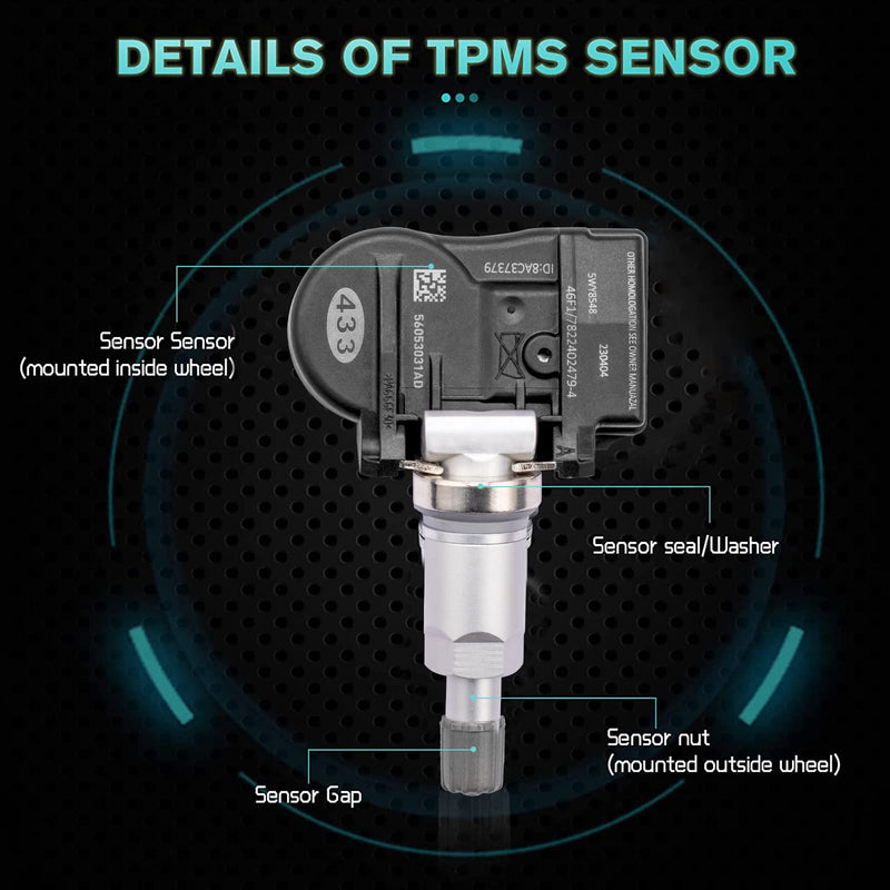 56053031AD TPMS Tire Pressure Sensor ‎for Dodge Avenger Caliber Dakota Grand Caravan, Chrysler 300 300C Crossfire, Jeep Cherokee Commander Compass Grand Cherokee Wrangler KIA Mitsubishi Lancia