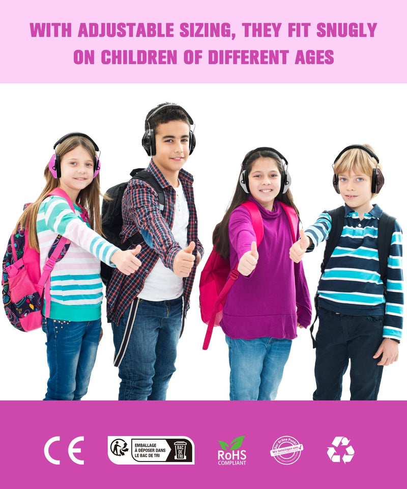 ZOHAN 032 Kids Noise Canceling Headphones - 25dB NRR Kids Ear Protection Earmuffs for School, Monster Jam, Fireworks, Travel, Air Show, Concert, Autism - Pink 1pack - Pink 1.0