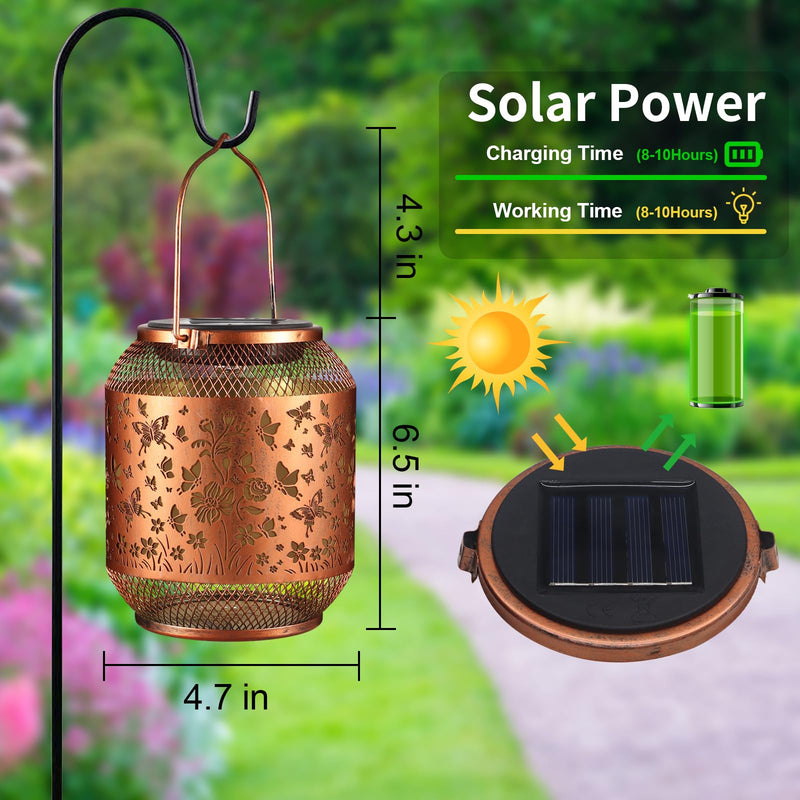 Butterfly Solar Lanterns Outdoor, Birthdays Gifts for Women Mom Grandma, Metal Waterproof Hanging Hollow Out Garden Decorative Solar LED Light for Yard, Patio, Lawn, Porch, Backyard Style_Butterfly - NewNest Australia