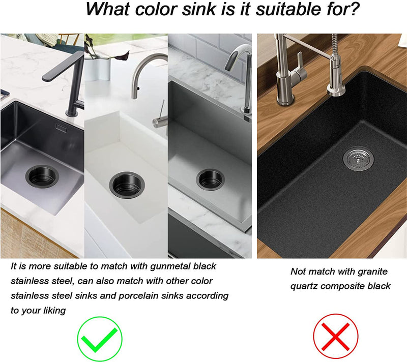 Garbage Disposal Flange, Gunmetal Black Garbage Disposal Drain Garbage Disposal Sink Flange and Stopper, Garbage Disposal Flange Plug for 3-1/2 Inch Drain Hole, Sink Flange and Stopper Gunmetal Black Stainless Steel