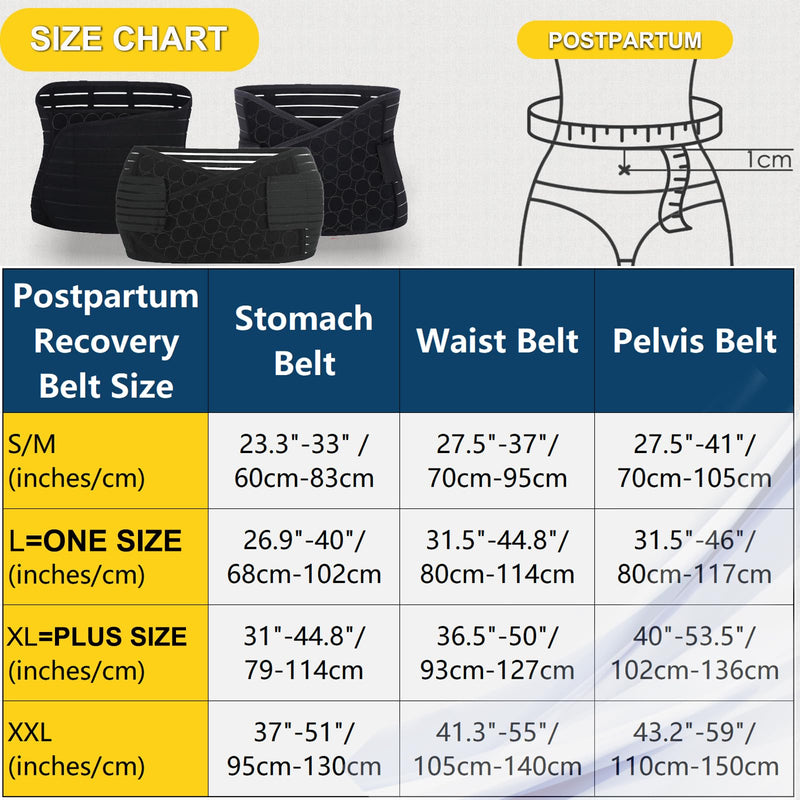 ChongErfei 3 in 1 Postpartum Belly Wrap - Recovery Belly/Waist/Pelvis Belt Black Postpartum Belly Band,Black L/One Size Large(One Size)