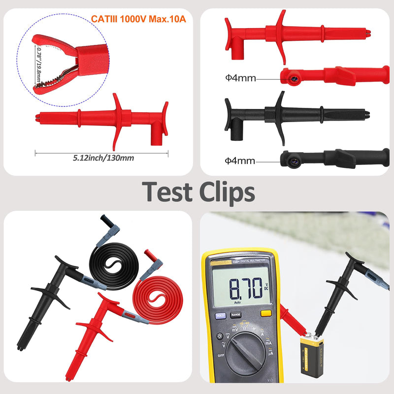 13 in 1 Professional Electrical Test Leads Multimeter Test Leads Set with Soft Tool Carrying Case Alligator Clips Test Hook Test Probes Lead for Digital Electrical Multimeter Testing