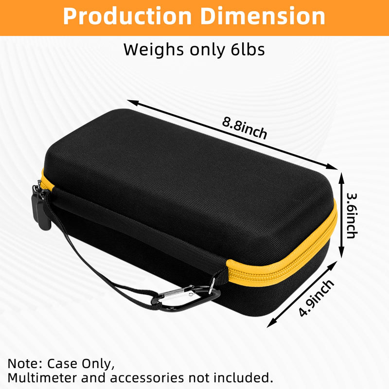 Hard Case for Fluke Multimeter - Compatible with 117/115/116/15B+/17B+/101/114/113/177/179/233/106/107 - Protective Storage Bag Organizer for Testers & Accessories (Case Only) Black &Yellow