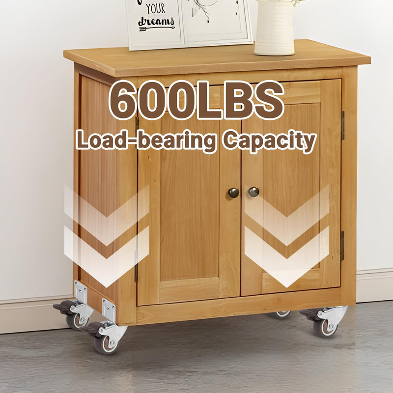 W B D WEIBIDA Side Mount Casters Wheels, 2 Inch L-Shaped Small Rubber Casters Set of 4, 360 Degree Ball Bearing Swivel Casters, Light Duty Casters Wheels for Furniture, Baby Beds, Cabinets, Tables 2IN L-Shape