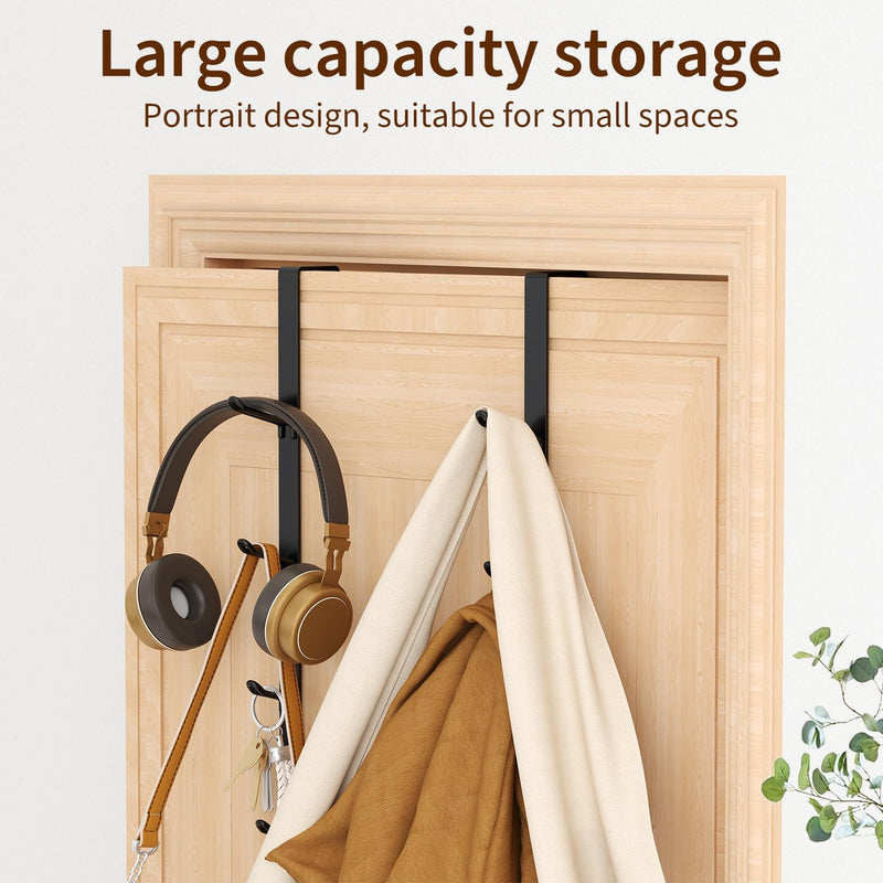 niffgaff Door Hooks Towel Hanger: Black Heavy Duty Over Door Coat Hanger for Bathroom 2 PCS