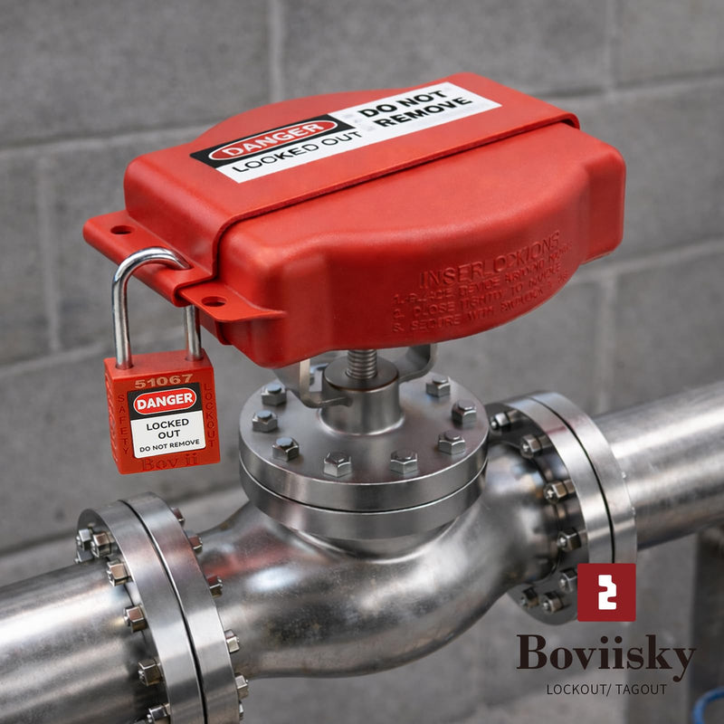 Adjustable Gate Valve Lockout, 4 Pack, Gate Valve Lockout Device for 1 inch to 6-1/2 inch Diameter Outdoor Faucet Handles, Industrial Secure Loto Device, 3051 Adjustable 1"-6-1/2"(4 Pack)