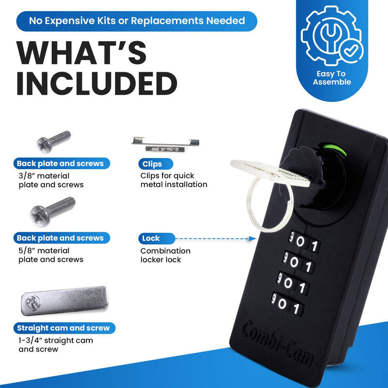 Combi-Cam 7700 & Key MAX Combination Locker LOCKS-7700, Black 1