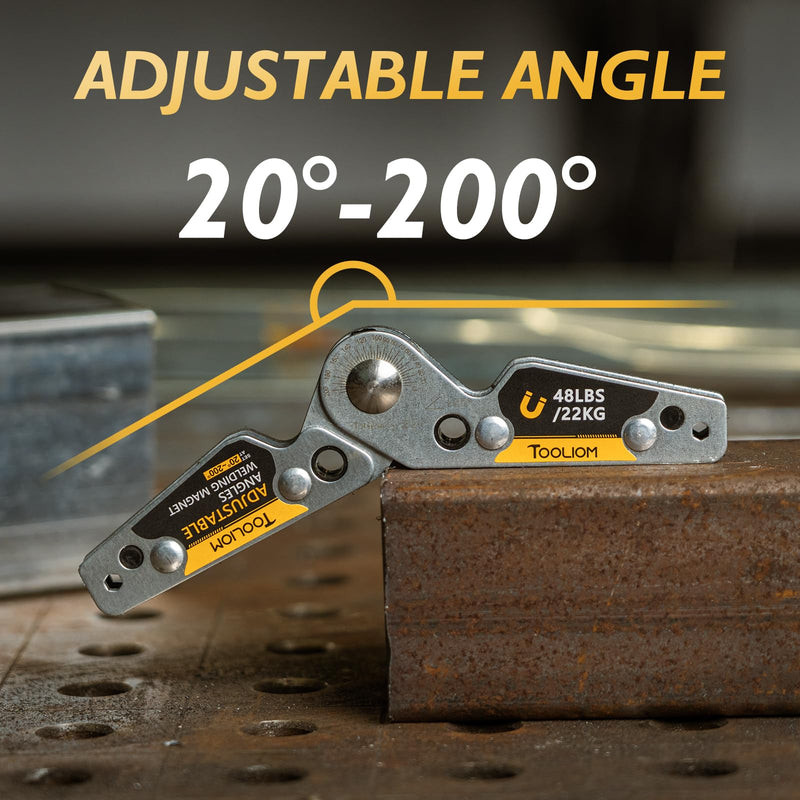 TOOLIOM Adjustable Angle 20°-200° Welding Magnets,Magnetic Pull Force 48 LBs Welding Holder Welding Accessories 48LB