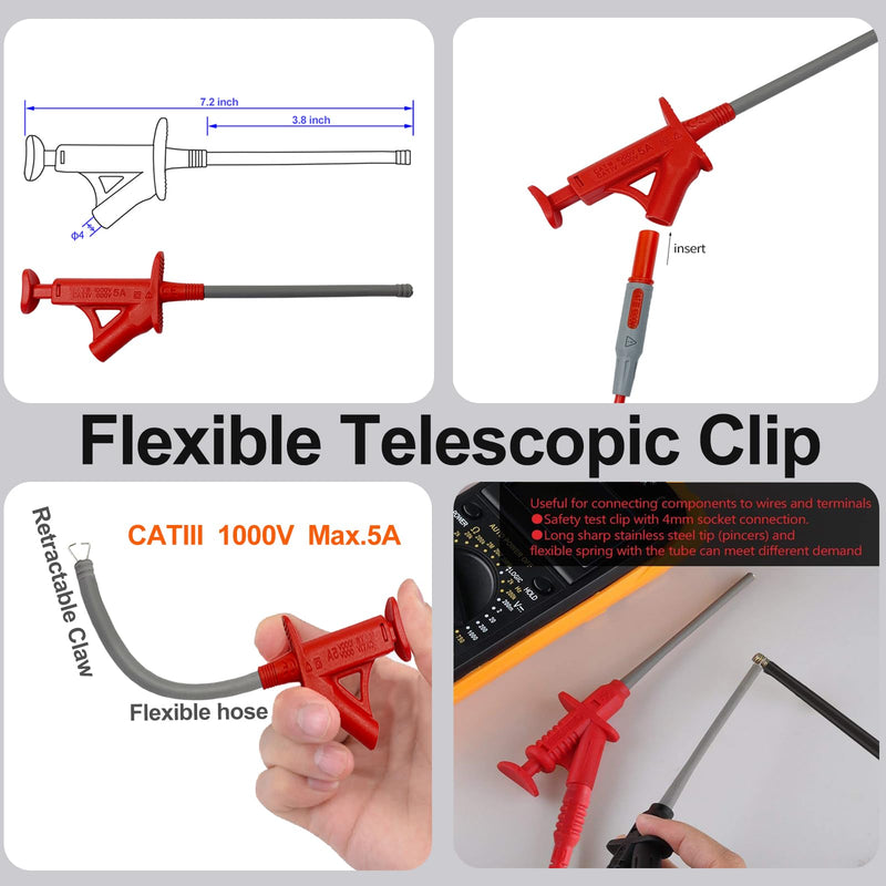 13 in 1 Professional Electrical Test Leads Multimeter Test Leads Set with Soft Tool Carrying Case Alligator Clips Test Hook Test Probes Lead for Digital Electrical Multimeter Testing