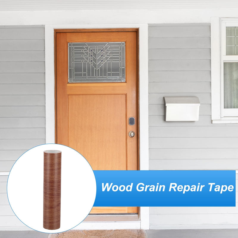 PATIKIL Wood Grain Repair Tape 8" X30', Self Adhesive Realistic Textured Repair Tape Patch with Scraper for Floor Door Table Cabinets Desk, Red Oak