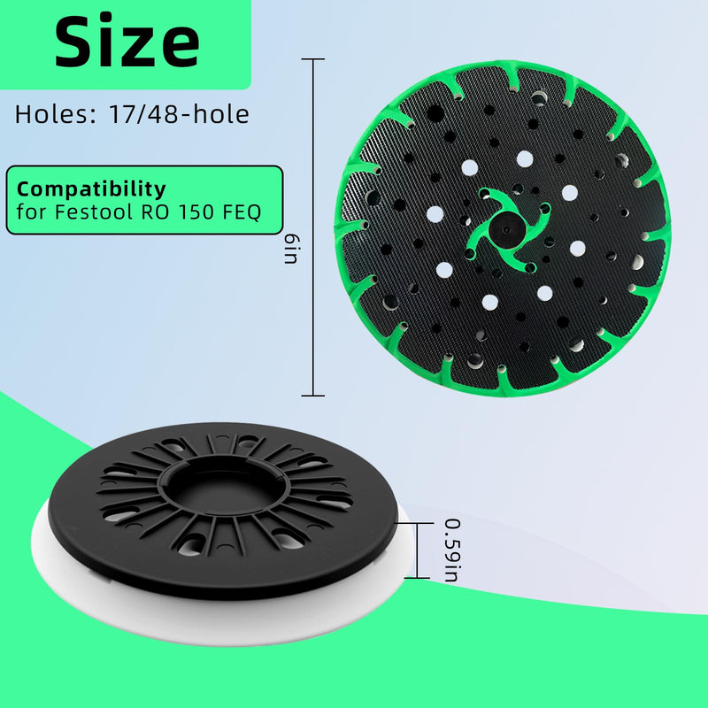 202461 Soft Sanding Pad + 202463 Hard Sanding Pad Compatible with Festool RO 150 FEQ Sander, 6 Inch Back-up Sanding Discs (2-Pack) 2 202461 +202463