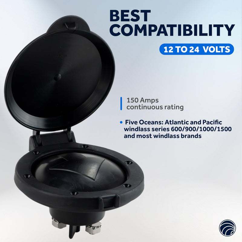 Five Oceans Marine Anchor Windlass Deck Foot Switch Heavy Duty Covered, Black 4 inches 2 Pack