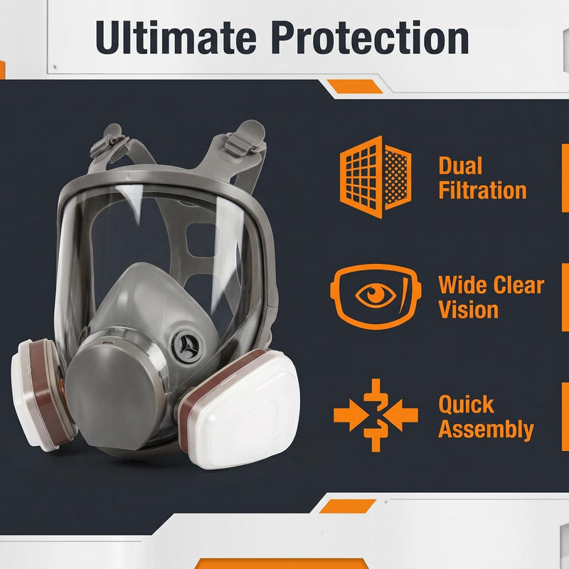 Full Face Respirator Mask with Filters, Gas Masks for Adult, Applicable to Dust, Paint, Chemicals, Gas, Epoxy Resin, DIY etc