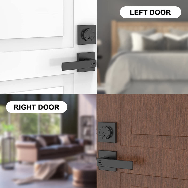 Deadbolt Lock and Door Knob Set,Exterior Door Lock Set, Entry Door Locksets for Front Door Handle with Single Cylinder Deadbolts, 1 Pack Matte Black.