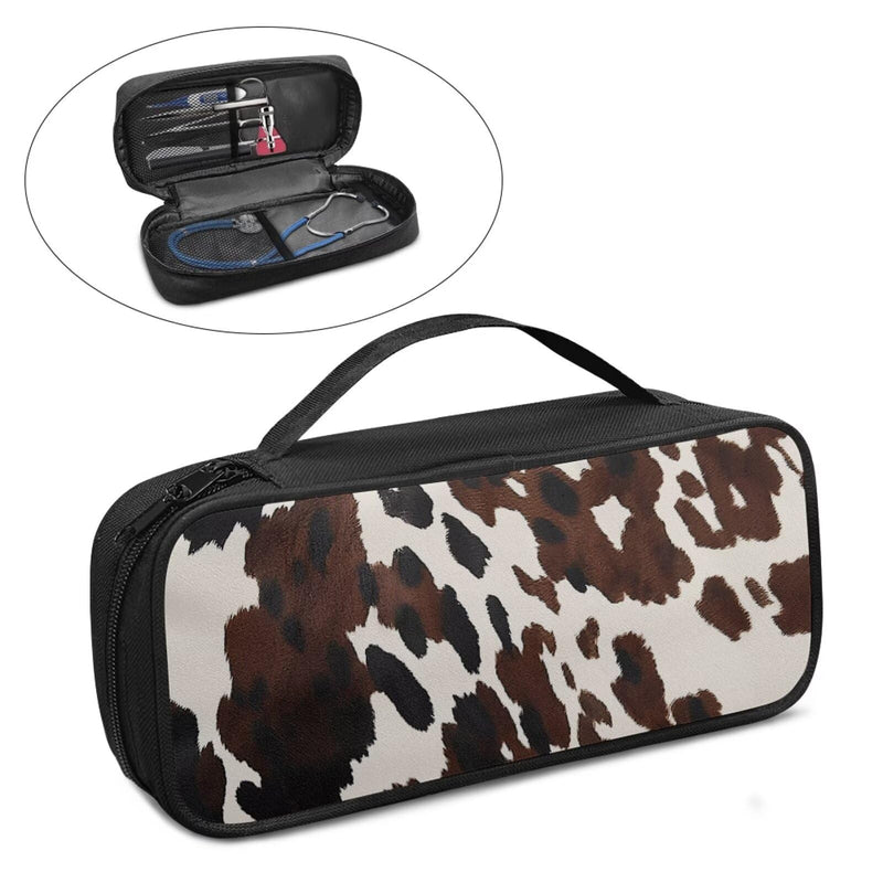 Brown Cow Stethoscope Case Lightweight Protective Stethoscope Casewith Mesh Pockets Shockproof Hard Organizer Storage Bag Medical Assistant Accessories Brown Cow