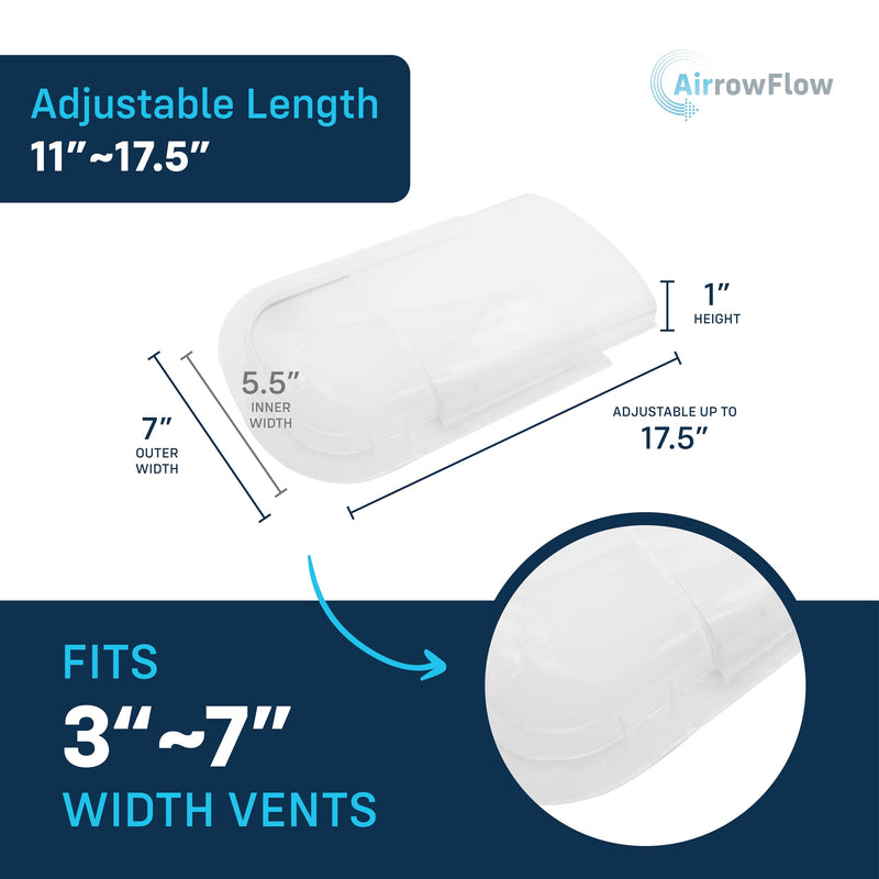 Sideways Floor Wall Air Vent Deflector for Under Furniture Heat and Air Deflecting, Fits Vents 3" - 7" Wide, Also Extends Lengthwise up to 17.5", Foam Tape for Tight Seal