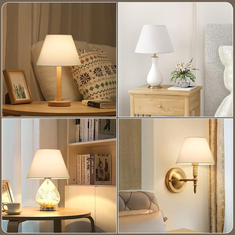 Small Lamp Shades Set of 2, White Lamp Shades for Table Lamps 5.5" Top x 10" Bottom x 6.6" High, Fabric Lampshade Replacement for Bedside Lamp, Wall Sconces, Spider Fitter, Clip on Adapters Included