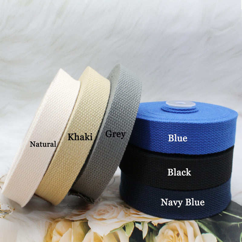 Cotton Webbing 1 Inch 2 Rolls/ 20 Yards Webbing Straps for Webbing Bag Handles, Bag Strap,Tote Bag Webbing,Cloth Belt,Arts and Crafts (Black, Natural) Black, Natural