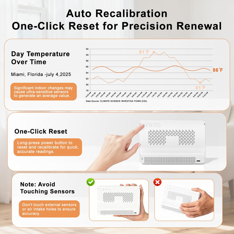 16 in 1 Air Quality Monitor Indoor 7" Display 9 AQI+7 AQI Alerts,Portable Air Quality Tester CO2, TVOC, PM2.5 PM1.0 PM10, HCHO Temperature Humidity Temp & Time Air Quality Meter for Home