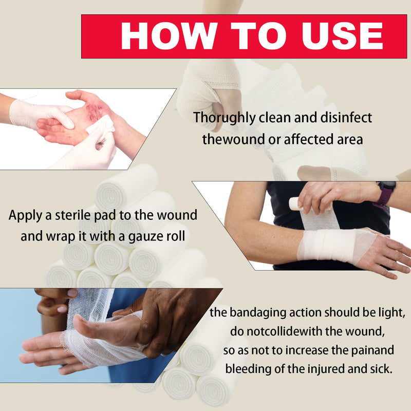 32 Pack Gauze Rolls Bandages 4 ” x 4.1 yd Premium Quality Lint and Latex-Free Conforming Stretch Bandages Designed for Effective Wound Care for Wound Dressing Support (Individually Packed) Pack of 32