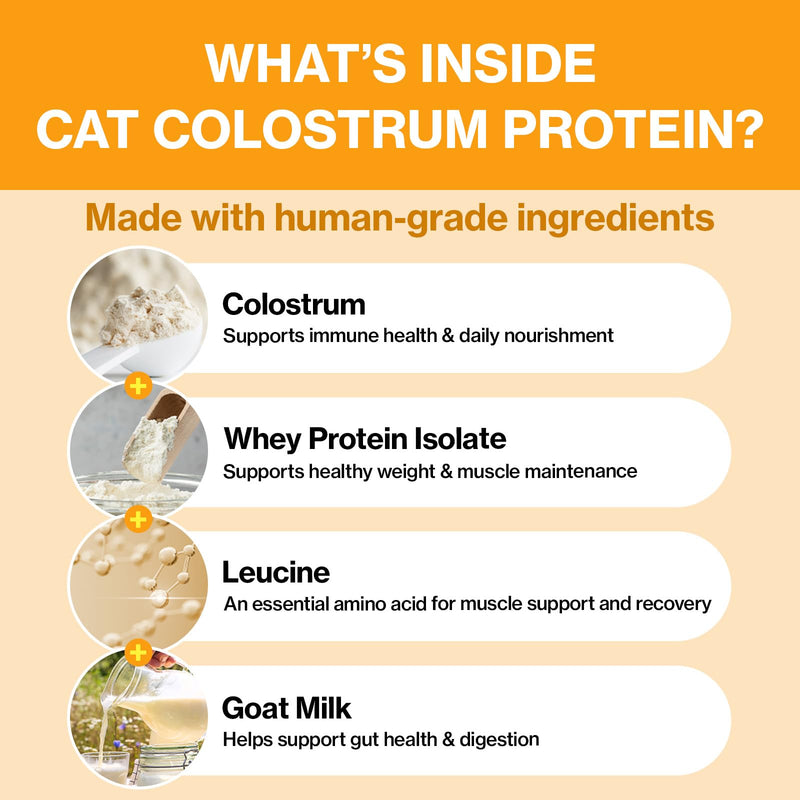 Doctor By Cat Colostrum Protein Cat Supplement Immune Support Muscle Growth, Gentle on Digestion for Kittens, Adult&Senior Cats with Goat Milk, Whey Protein Isolate, Colostrum Lickable Formula