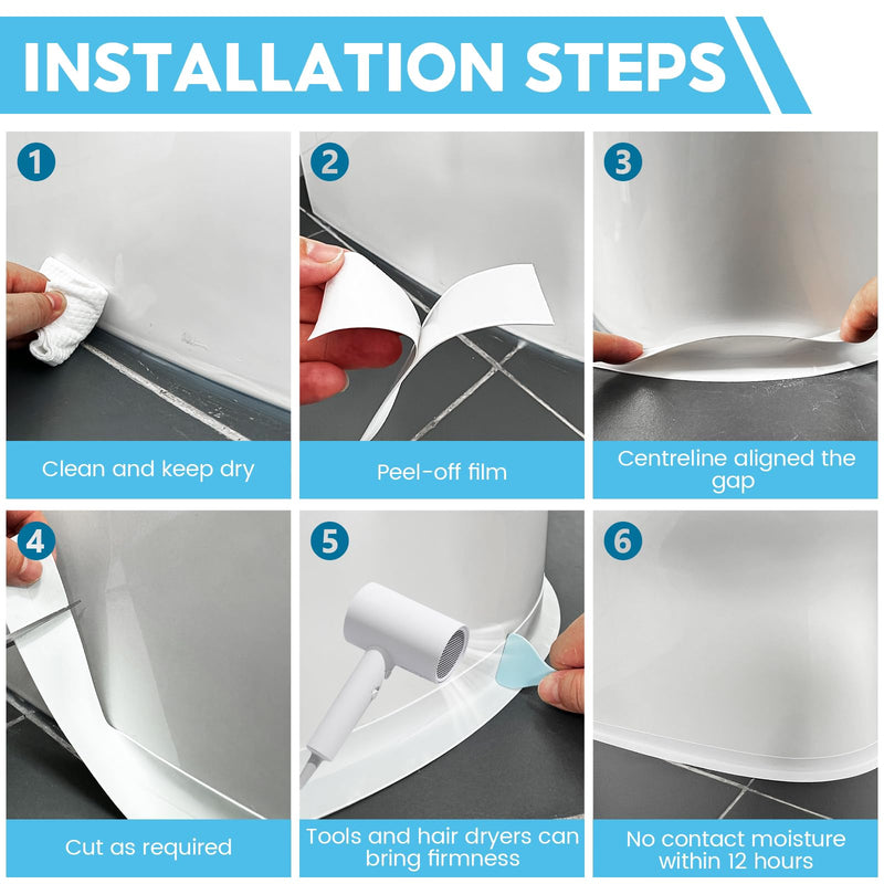 Caulk Tape, 1 Roll White Caulk Tape Waterproof Self Adhesive, Toilet Bathroom Caulking Tape for Kitchen, Countertop, Bathroom, Sink, Shower, Bathtub, Toilet Edge Protector Minimalism - NewNest Australia