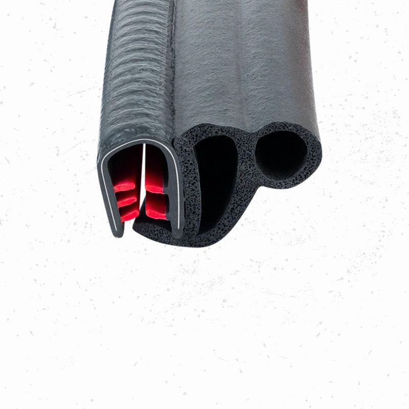 Black Door Rubber Seal Large Grip Range 61/64" Bulb Height x 17/64 Grip Range x 43/64" U Height (15 Feet) 15 Feet