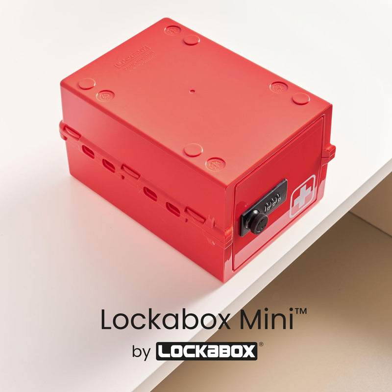Lockabox Mini™ | Small Medicine Lock Box with Combination Lock (Half Letter Sized) | Mini Medical Lockable Box For Tablets, Creams & Medical Pens | External Size 8.8 x 6.1 x 4.7 Inches (Medi Red) Medi Red