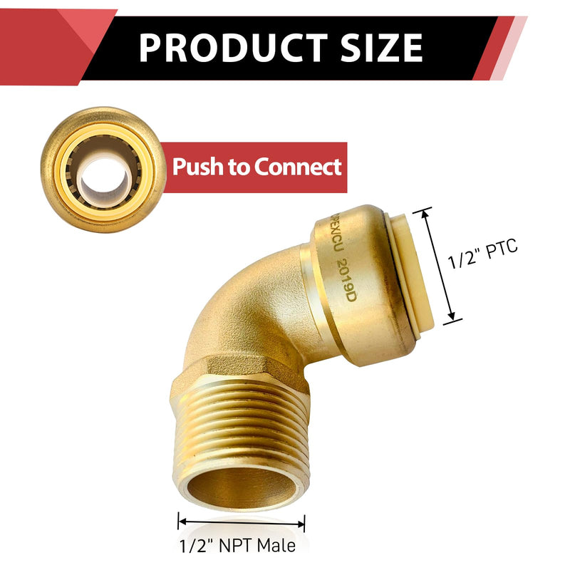 10Pcs EFIELD Push fit fittings 1/2" Male NPT Threaded Elbow(PF059-10) 1/2''x 1/2'' (Pack of 10)