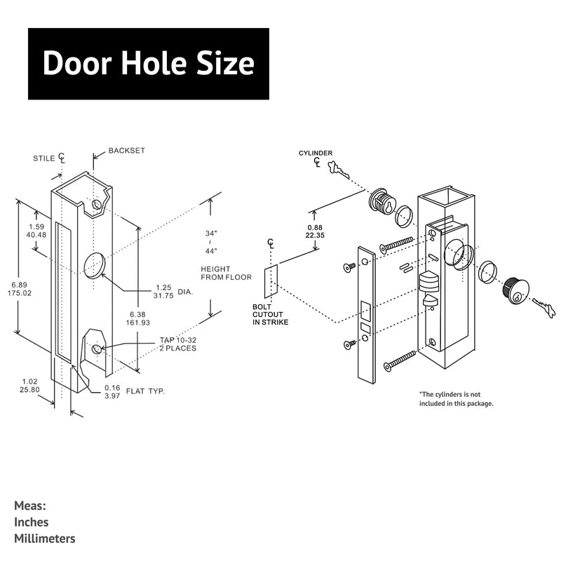 elox Narrow Stile Aluminum Door Mortise Deadlatch Lock, Handing Reversible Latch, 31/32" Backset, w/Bronze Duronodic Finish faceplate DU