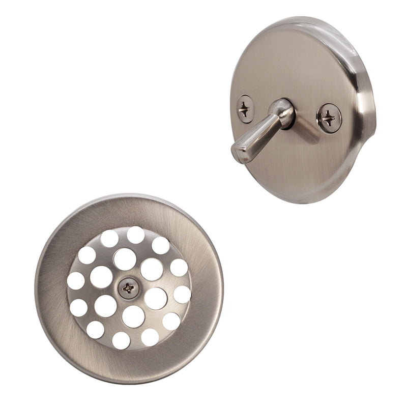 Westbrass A592144-07 1-1/2" x 14" Black Poly Tubular Bath Waste & Overflow Assembly with Trip Lever and Beehive Strainer Grid Drain Cover, Satin Nickel