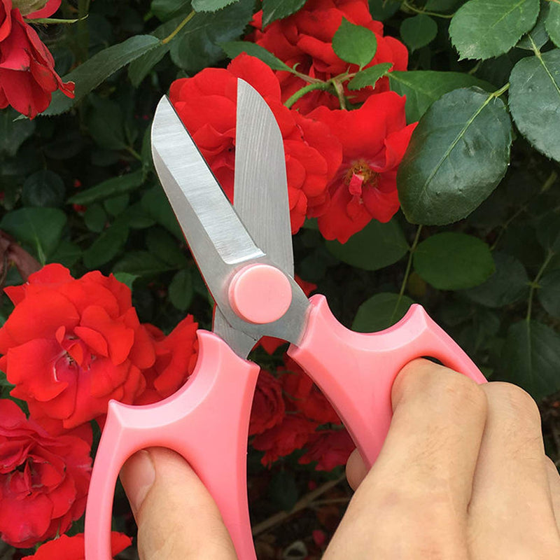 Garden Pruning Shears Scissors with Comfort Grip Handle, Premium Steel Professional Floral Scissors, Perfect for Arranging Flowers, Pruning, Trimming Plants, Gardening Tool (Pink) Pink