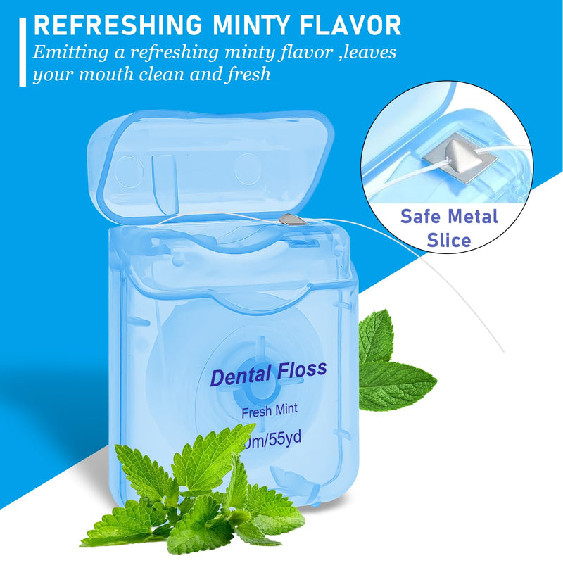 100 Pack Dental Floss Bulk Mint Flavored Floss Travel Oral Care Dental Floss for Teeth and Gum Protection, Each 164 ft/ 50 Meters(Multicolor)