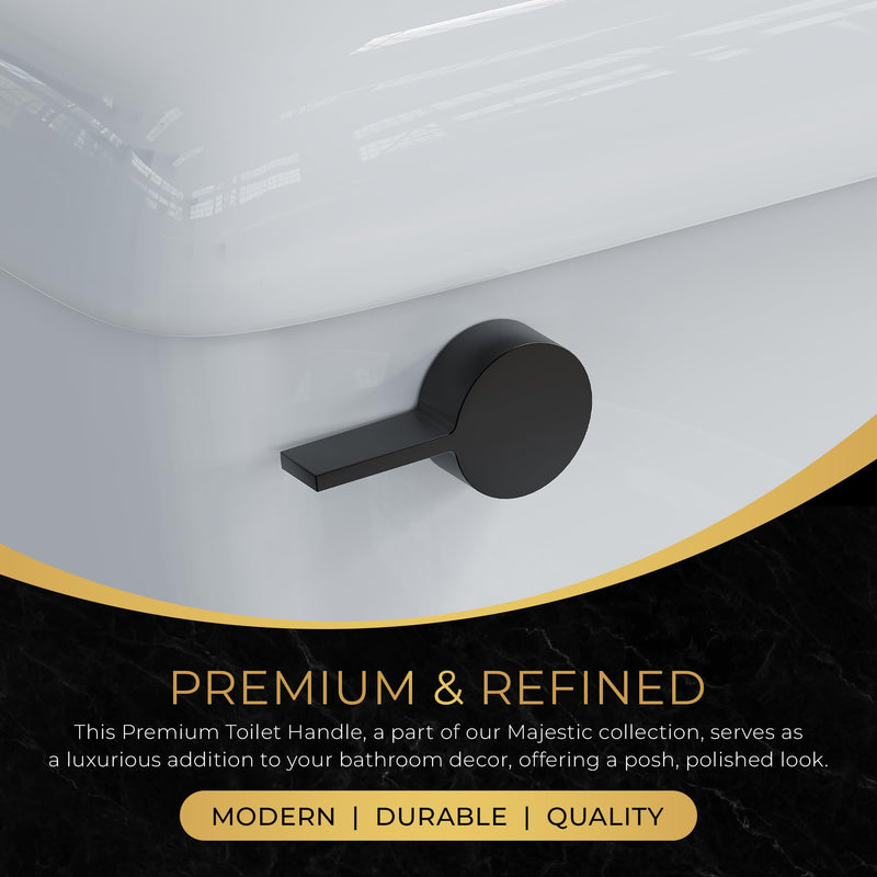 RAVINE Premium Modern Luxury Universal Toilet Handle Replacement, Majestic Collection. Toilet Lever Replacement, Easy Install (Black, Front Mount) Black