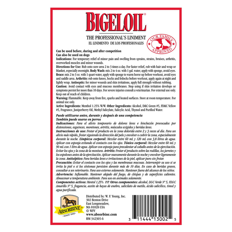 Absorbine Bigeloil Liquid Liniment, Invigorating Topical Rub for Sore Muscles, Joints & Arthritis Pain, 32oz Bottle 32 oz