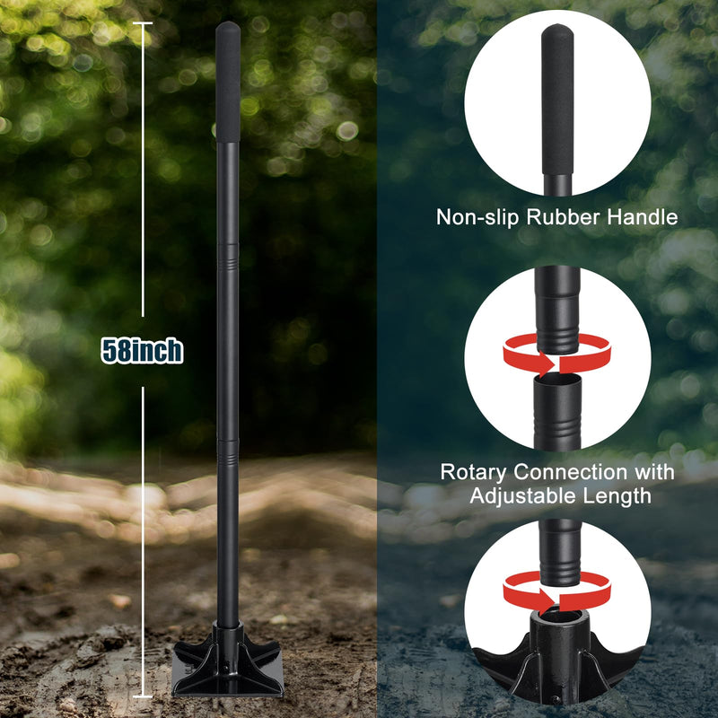 Steel Tamper Tool, Heavy Duty Garden Ground Steel Tamper Tool Kit Long Handle 58 Inch, 8x8” Square Dirt Hand Tamper Landscaping Garden Tools for Leaving Soil, Sand, Gravel, Asphalt, Driveway