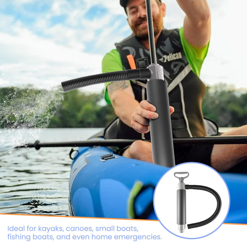 Manual Bilge Pump with Hose - Handheld Water Pump for Kayaks, Canoes & Boats, Emergency Dewatering Tool, 1 Pc