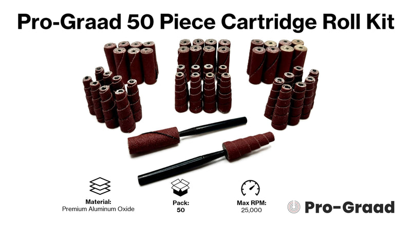 50 Piece Abrasive Sanding Cartridge Spiral Roll Sander Kit, Mini Cone & Cylinder Kit for Metal, Wood, Stainless, Fiberglass, Welds, Engine Porting – Die Grinder & Rotary Tool Accessories