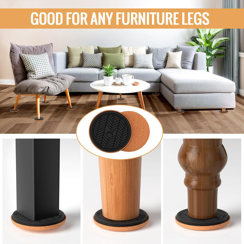 Felt Furniture Sliders for Hardwood Floors, 16 PCS 3 ½" Furniture Pads for Wood Floors, Furniture Movers for Heavy Duty Furniture, Move Large Furniture Easily 16 pcs 3 ½ inch (Hard floors)