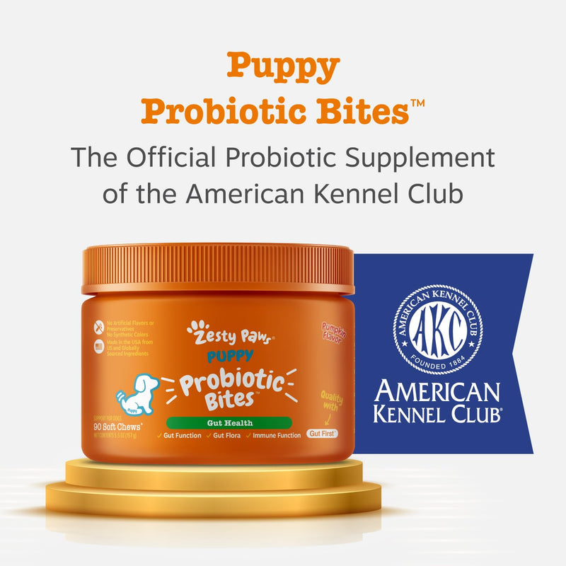 Zesty Paws Puppy Probiotics for Dogs - for Digestive Health, Gut Flora & Immune System Support - Dog Probiotics for Puppies with Bacillus subtilis & Pumpkin - 90 Count Pumpkin - Puppy