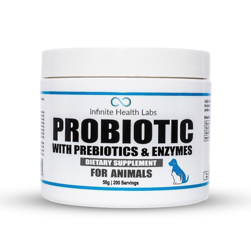 Probiotics for Dogs and Cats - Vet Formulated Made in USA Pet Prebiotic & Enzyme Powder for Digestive, Gut & Immune Health - 200 Servings (50 g) 50 g