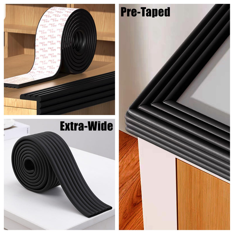 M2cbridge Multifunctional Edge and Corner Guard Coverage Baby Safety Bumper DIY 6.5 Ft (Black (6.5ft x 2)) Black (6.5ft X 2)