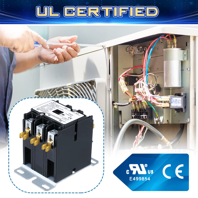 Dreyoo Carrier HVAC Motor Contactor, 3 Pole 40Amp Air Conditioner Condenser Compressor Replacement Relays Compatible with C230B, Air Conditioner, Heat Pump, Refrigeration Systems (24V) 24.0 Volts