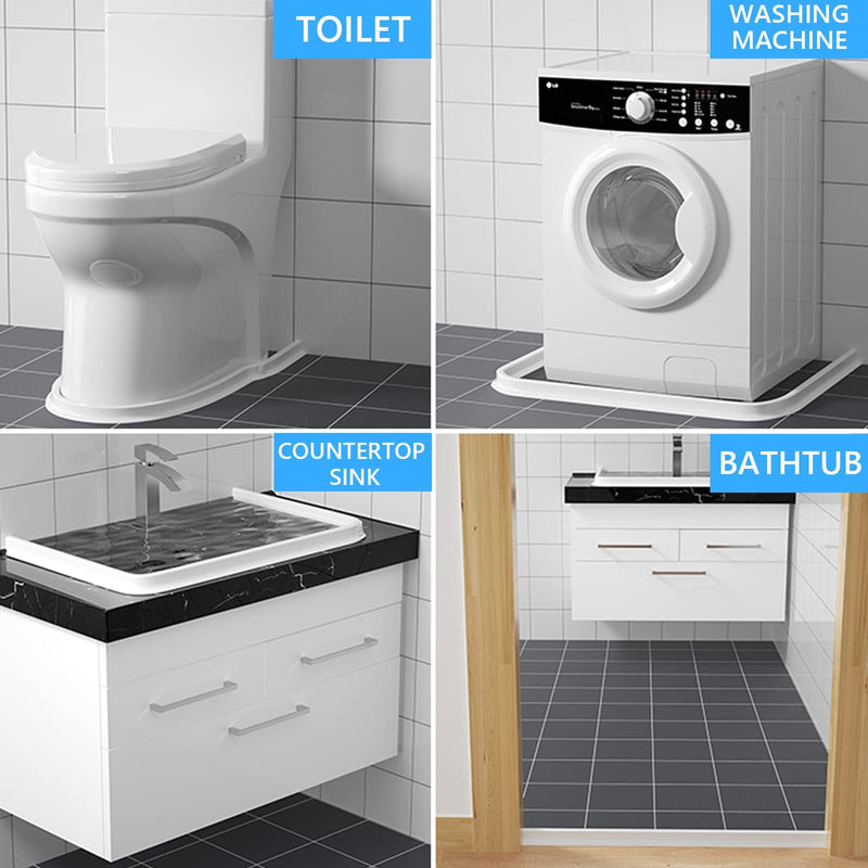 Duzzy 67 Inch Collapsible Shower Water Dam, Shower Threshold Water Stopper Barrier and Retention System and Keeps Water Inside Threshold Dry and Wet Separation, Suitable for Bathroom & Kitchen White - NewNest Australia