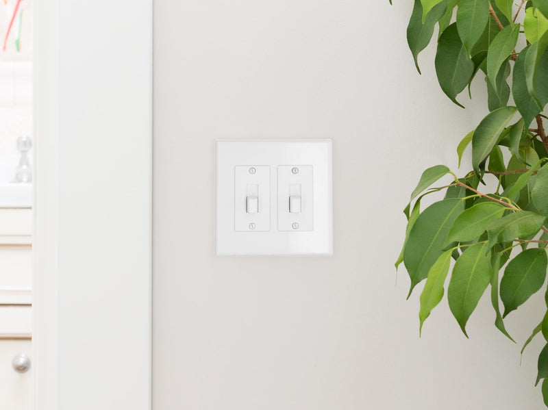 TayMac 2672W 2-Gang MASQUE Decorator Cover, Toggle, White 2 Gang Toggle Switch