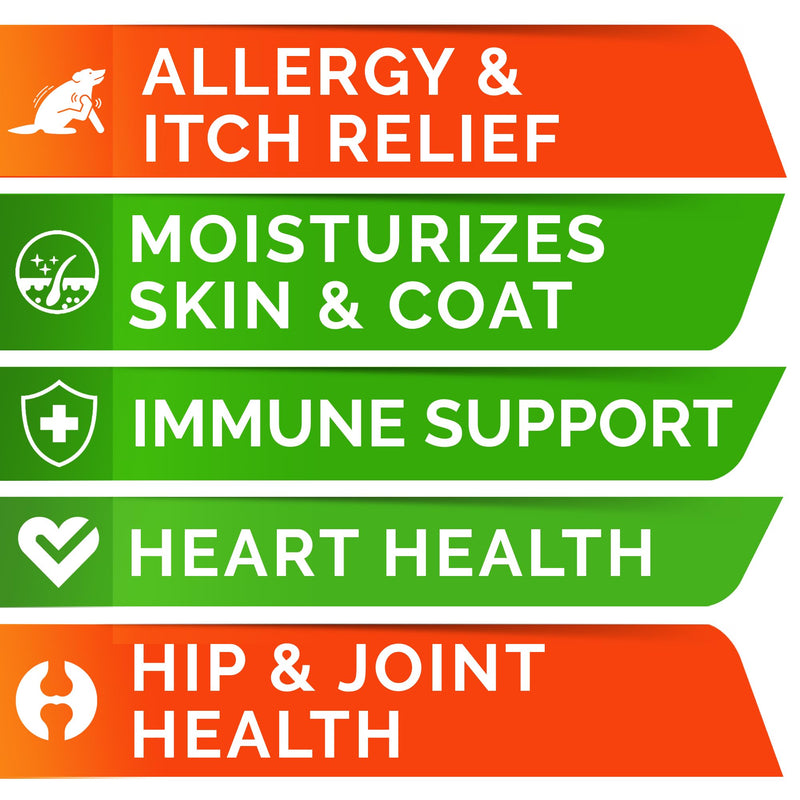Omega 3 + Pumpkin Dogs Bundle - Allergy & Itch Relief Skin&Coat Supplement + Stool Consistency and Softener - Dry Itchy Skin, Hot Spots Treatment + Diarrhea,Constipation - 180 ct + 8.1oz - Made in USA