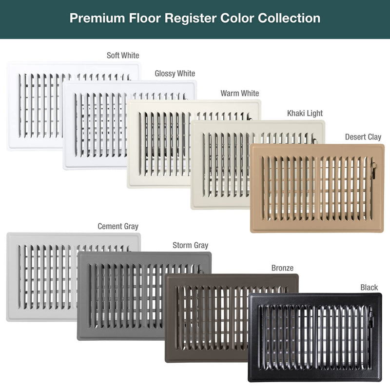 Storm Gray, 4x10, Premium Floor Register, All Steel Heavy Duty Vent Cover Storm Gray