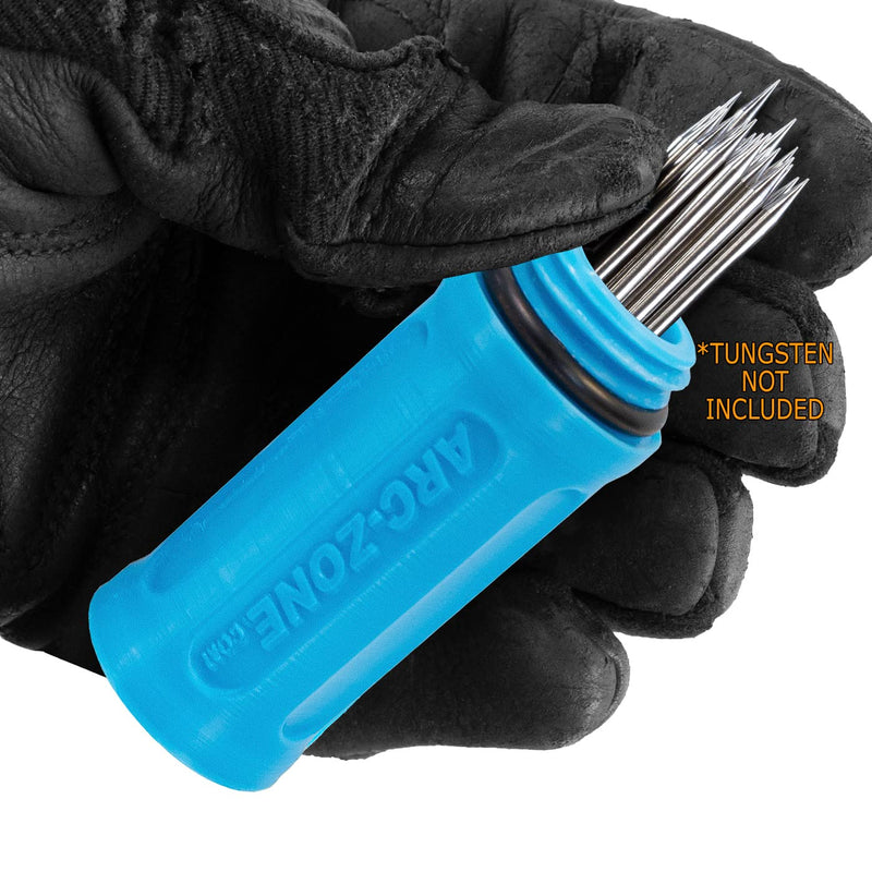 Arc-Saber Tungsten Electrode Storage Solution with Magnetic Base 5" Sky Blue