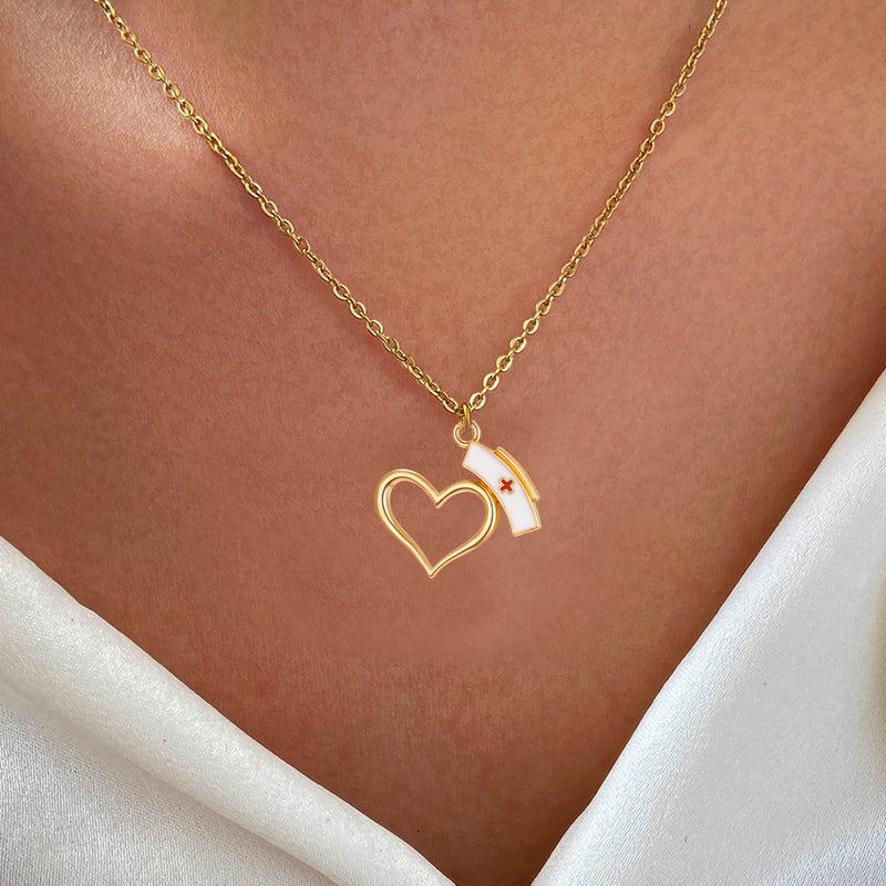 Long tiantian Nurse Necklace for Women Nurse Gifts Stethoscope Necklace Heart Pendant Necklace for Doctors and Nurses(Style C)