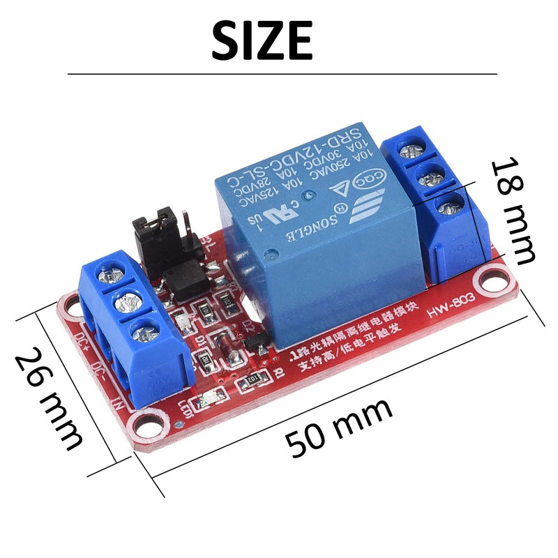 10 PCS 12V 1 Channel Relay Module with Optocoupler Isolation, Relay Board with High/Low Level Trigger Jumper, 250V/10A AC or 30V/10A DC Load, Fault-Tolerant Design 1 Channel 12V-10Pcs